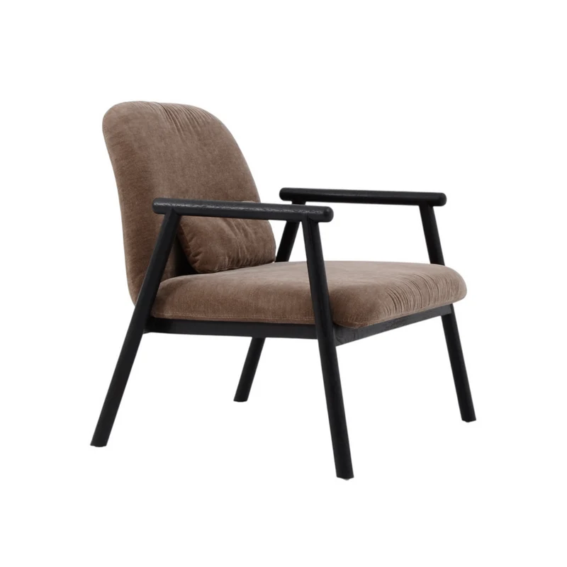 Fauteuil avec accoudoir en tissu taupe