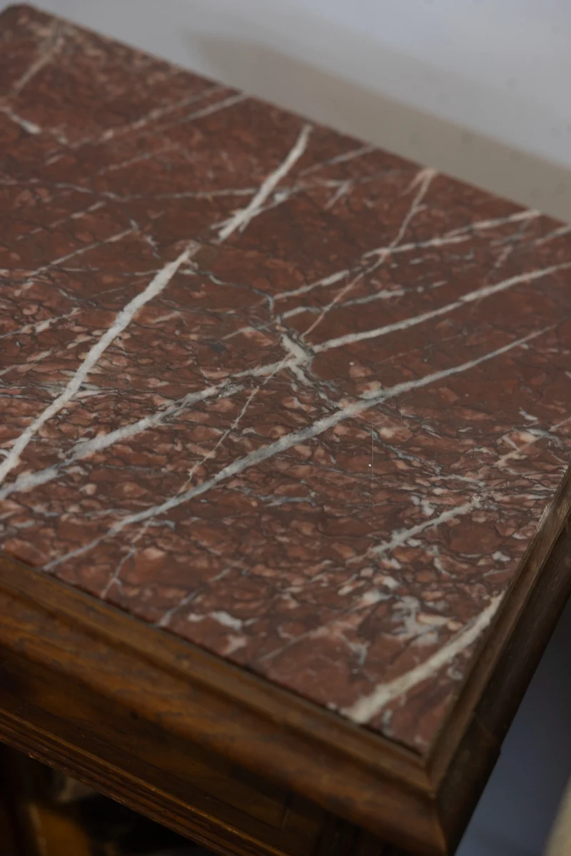 Odile, la table de chevet bois foncé et marbre N°1563