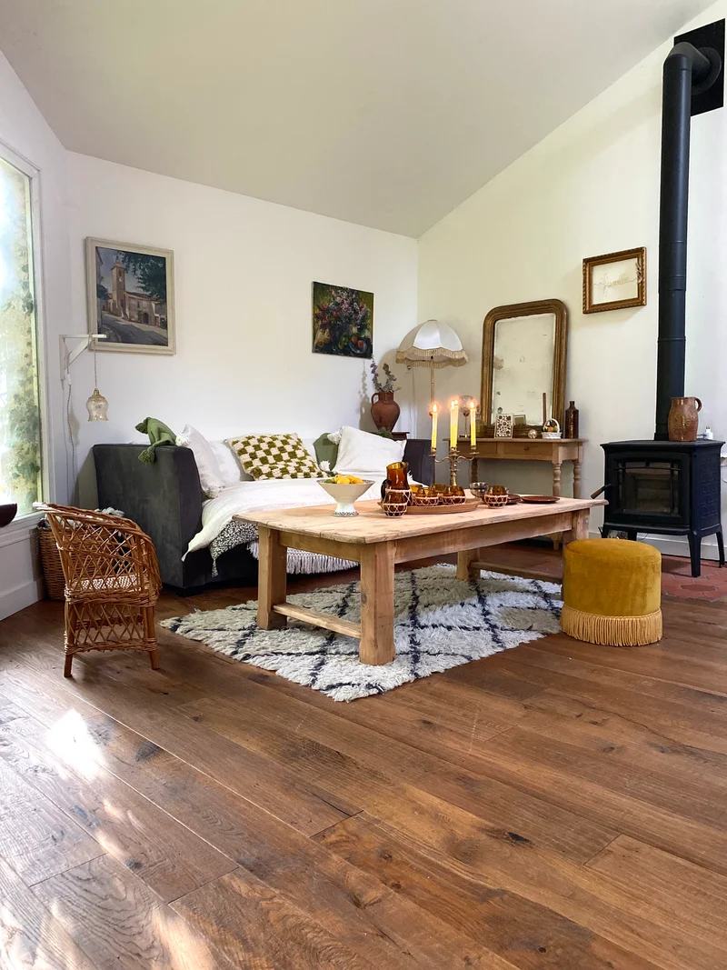 Table de ferme basse en bois ancien