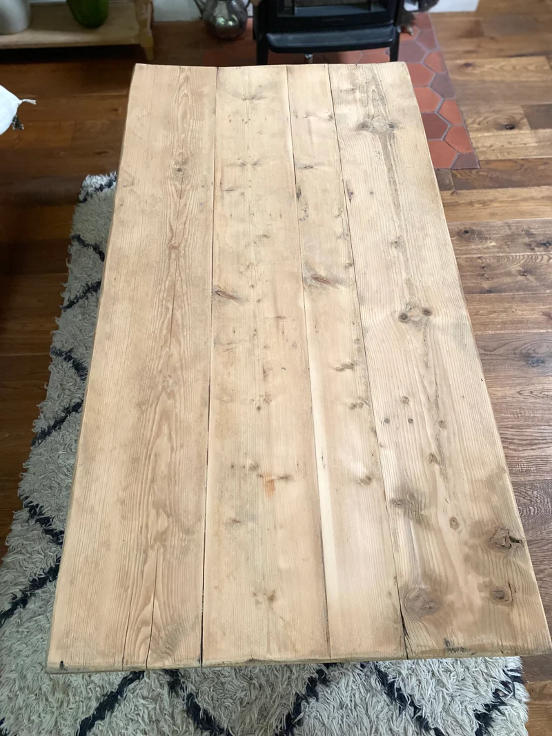 Table de ferme basse en bois ancien