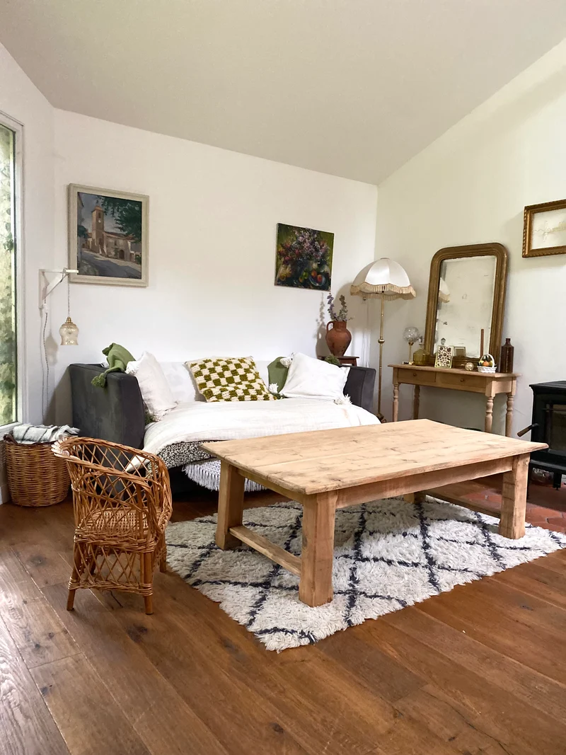Table de ferme basse en bois ancien