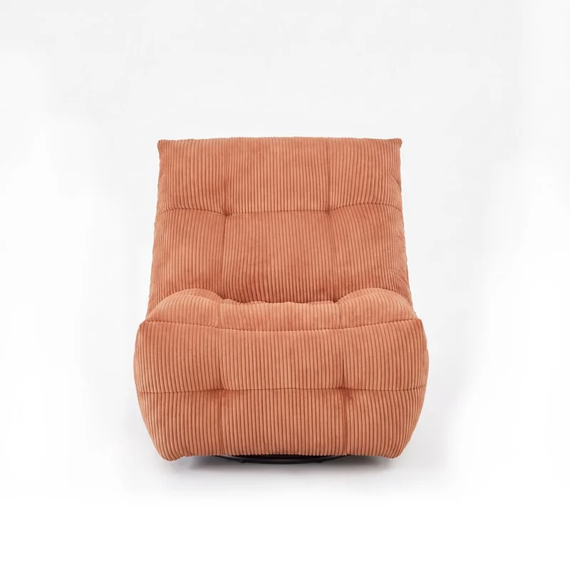 Fauteuil relax velours côtelé orange