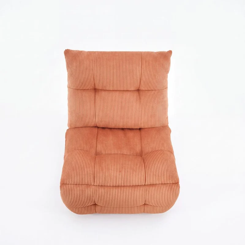 Fauteuil relax velours côtelé orange