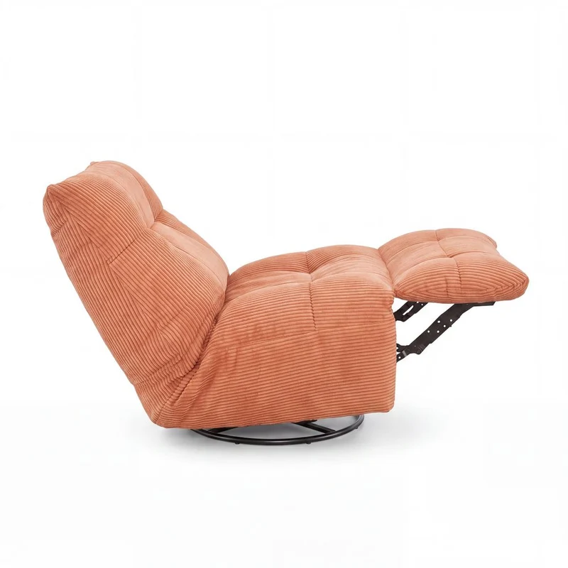 Fauteuil relax velours côtelé orange