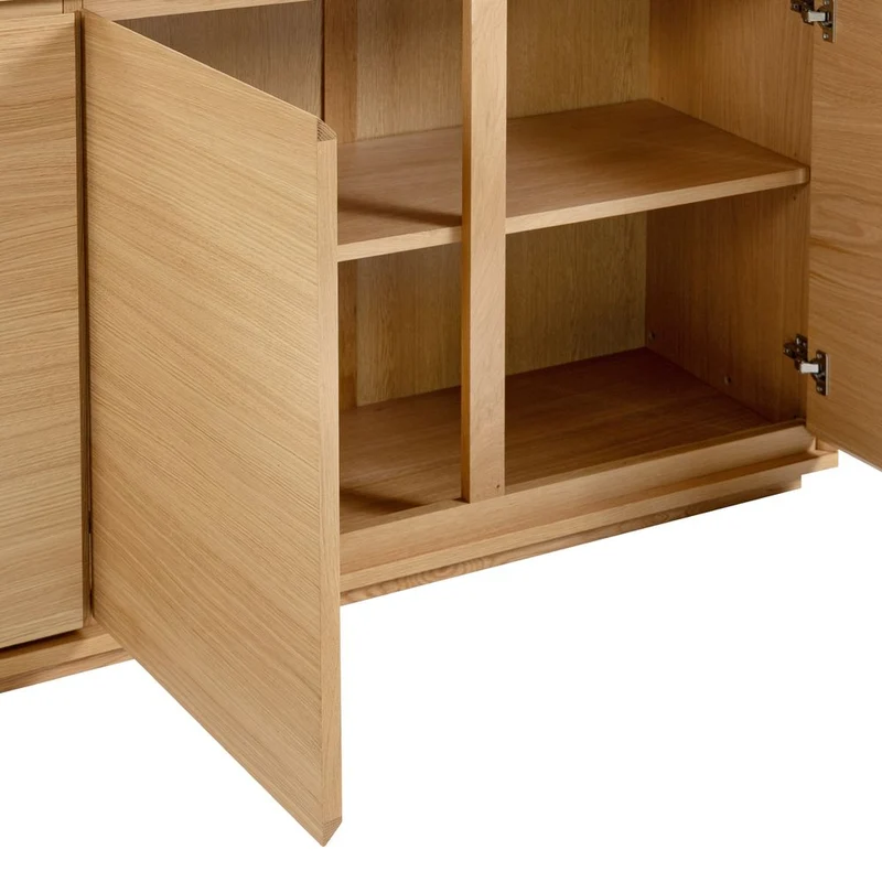 Meuble bas 4 portes placage chêne naturel