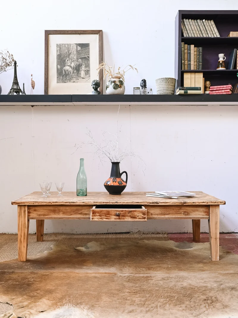 Léonie, la table basse rustique en bois N°1160