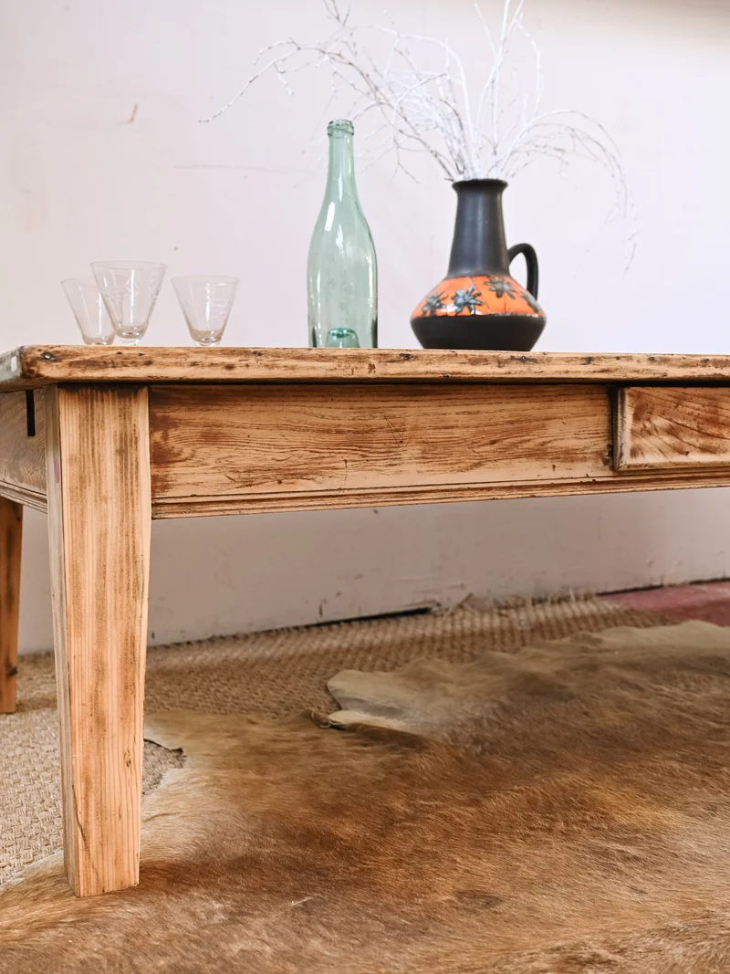 Léonie, la table basse rustique en bois N°1160