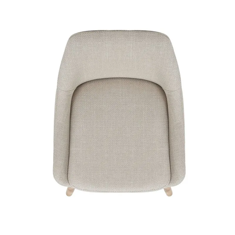 Chaise snack en tissu crème pied chêne