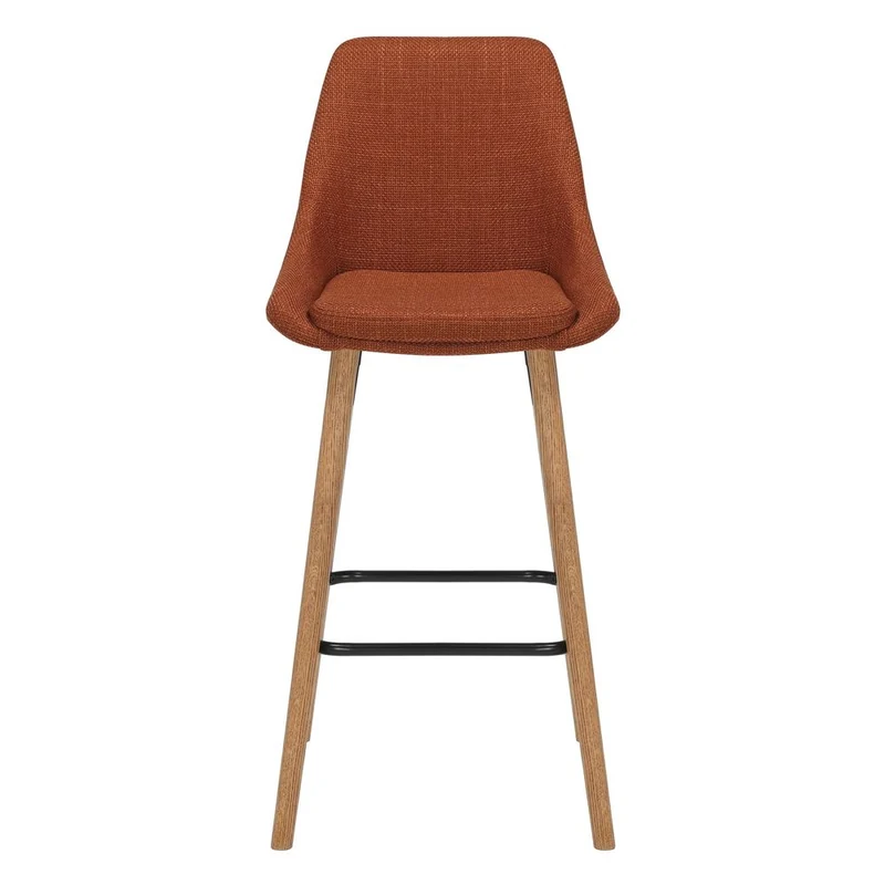 Chaise snack en tissu cognac pied chêne