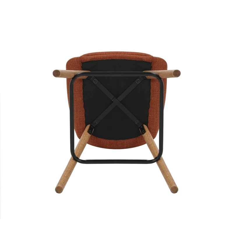 Chaise snack en tissu cognac pied chêne