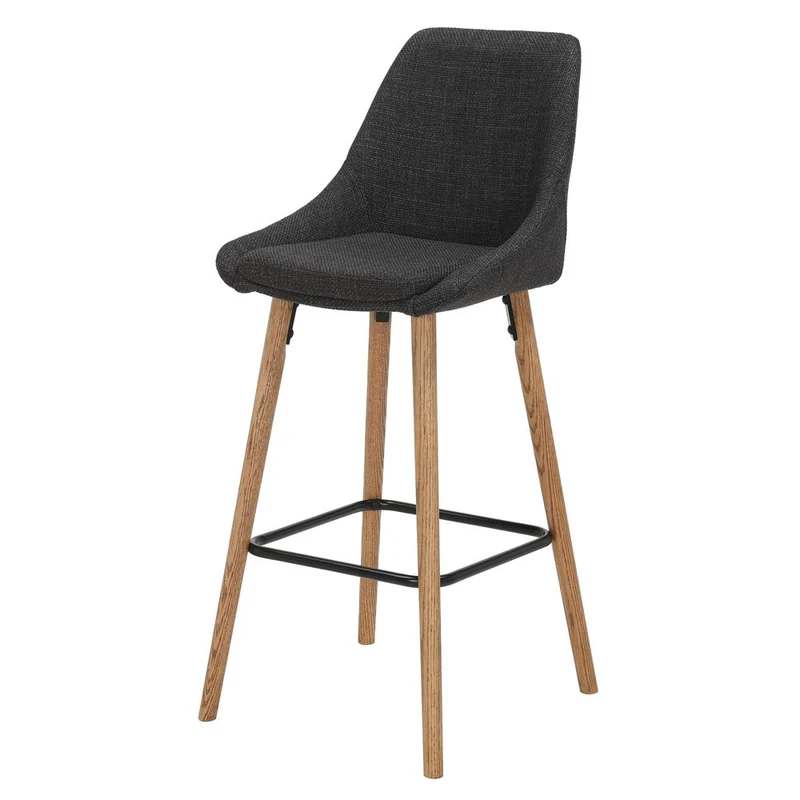 Chaise snack en tissu gris anthracite pied chêne