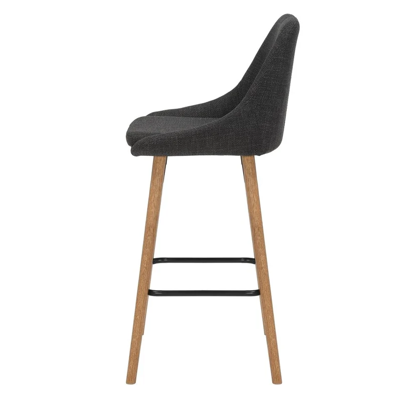 Chaise snack en tissu gris anthracite pied chêne