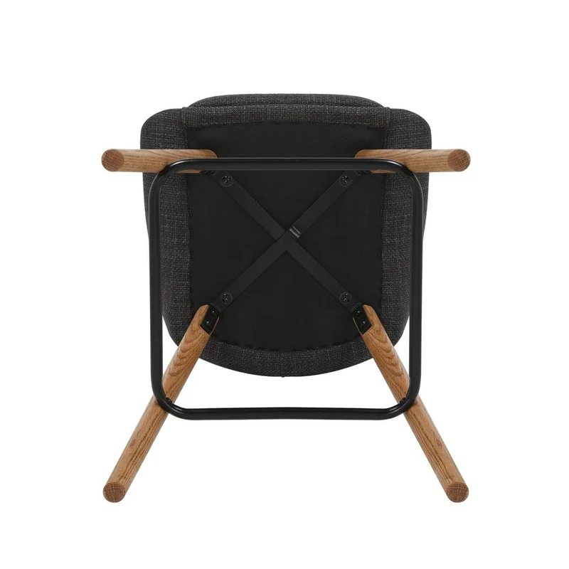 Chaise snack en tissu gris anthracite pied chêne