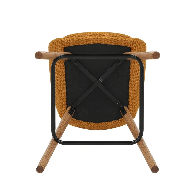 Chaise snack en tissu ocre pied chêne