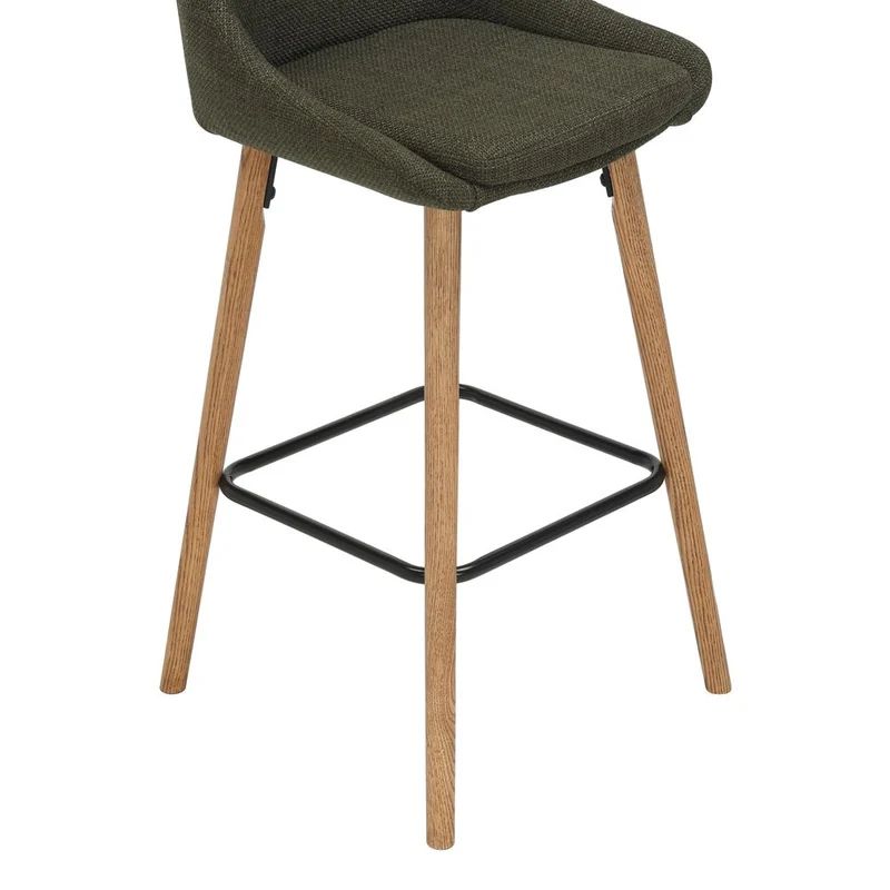 Chaise snack en tissu kaki pied chêne