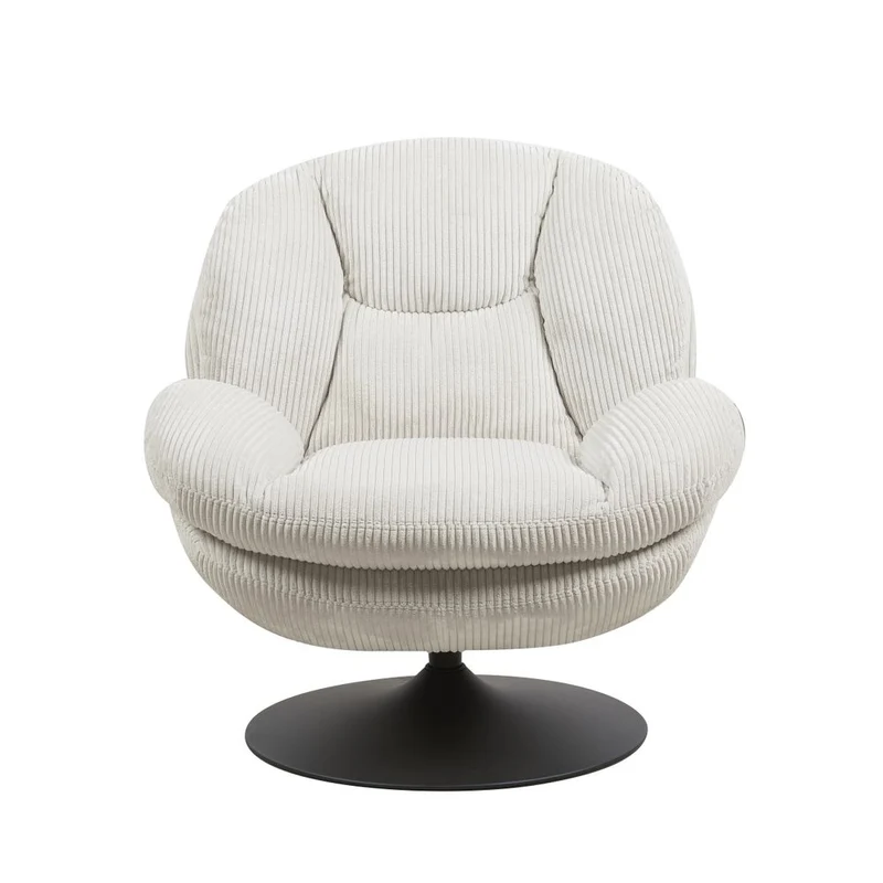 Fauteuil pivotant velours côtelé blanc