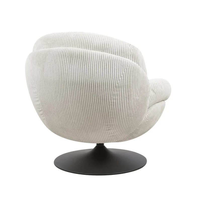Fauteuil pivotant velours côtelé blanc