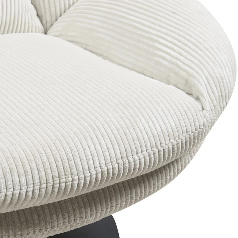 Fauteuil pivotant velours côtelé blanc