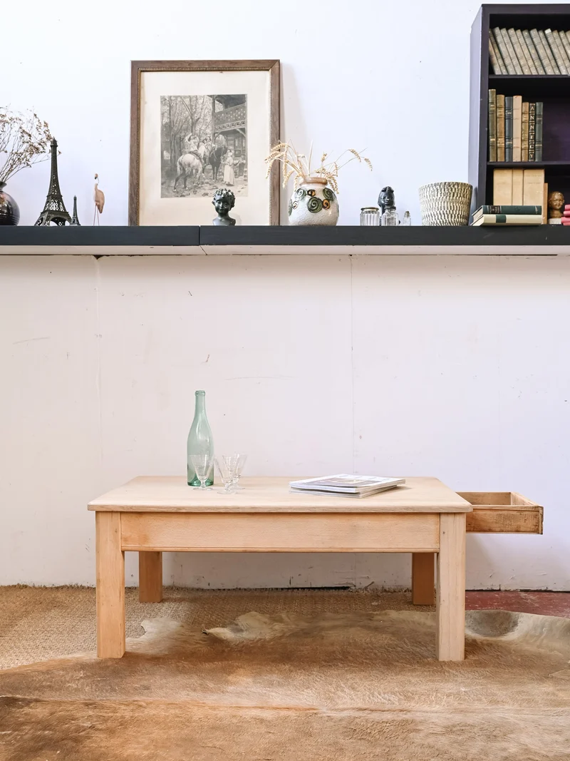 Léonie, la table basse campagne en bois clair N°1159