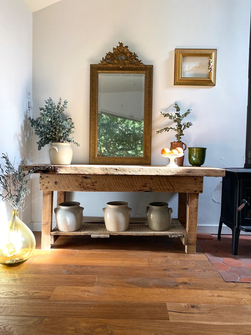Etabli d’atelier en bois ancien