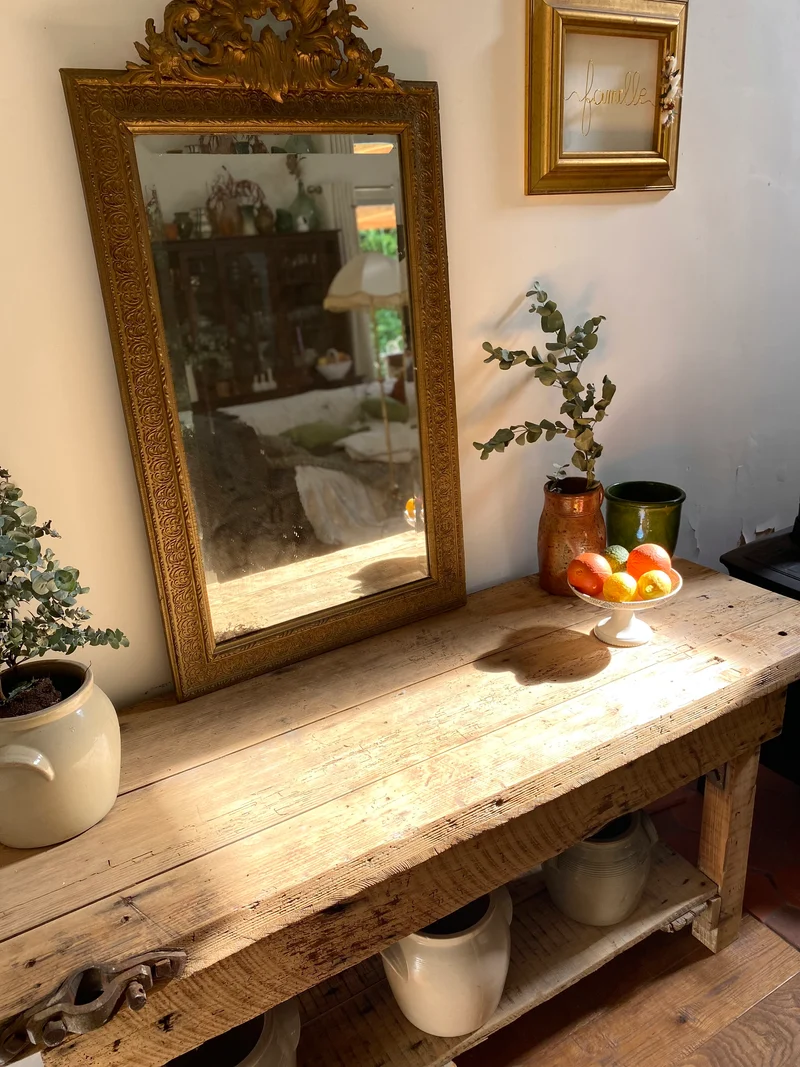 Etabli d’atelier en bois ancien