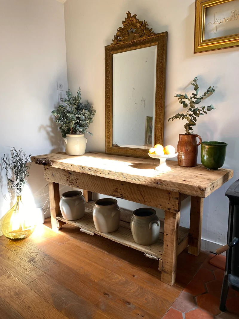 Etabli d’atelier en bois ancien