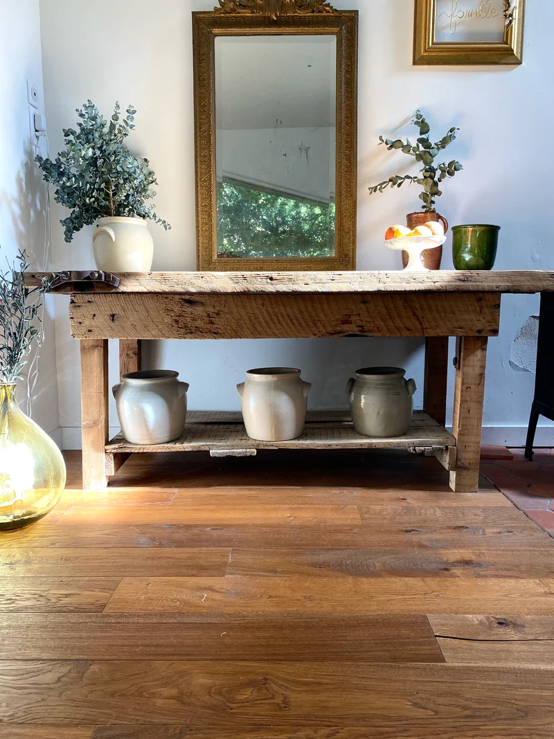 Etabli d’atelier en bois ancien