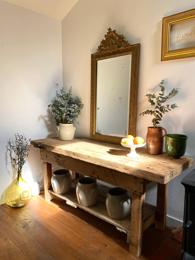 Etabli d’atelier en bois ancien