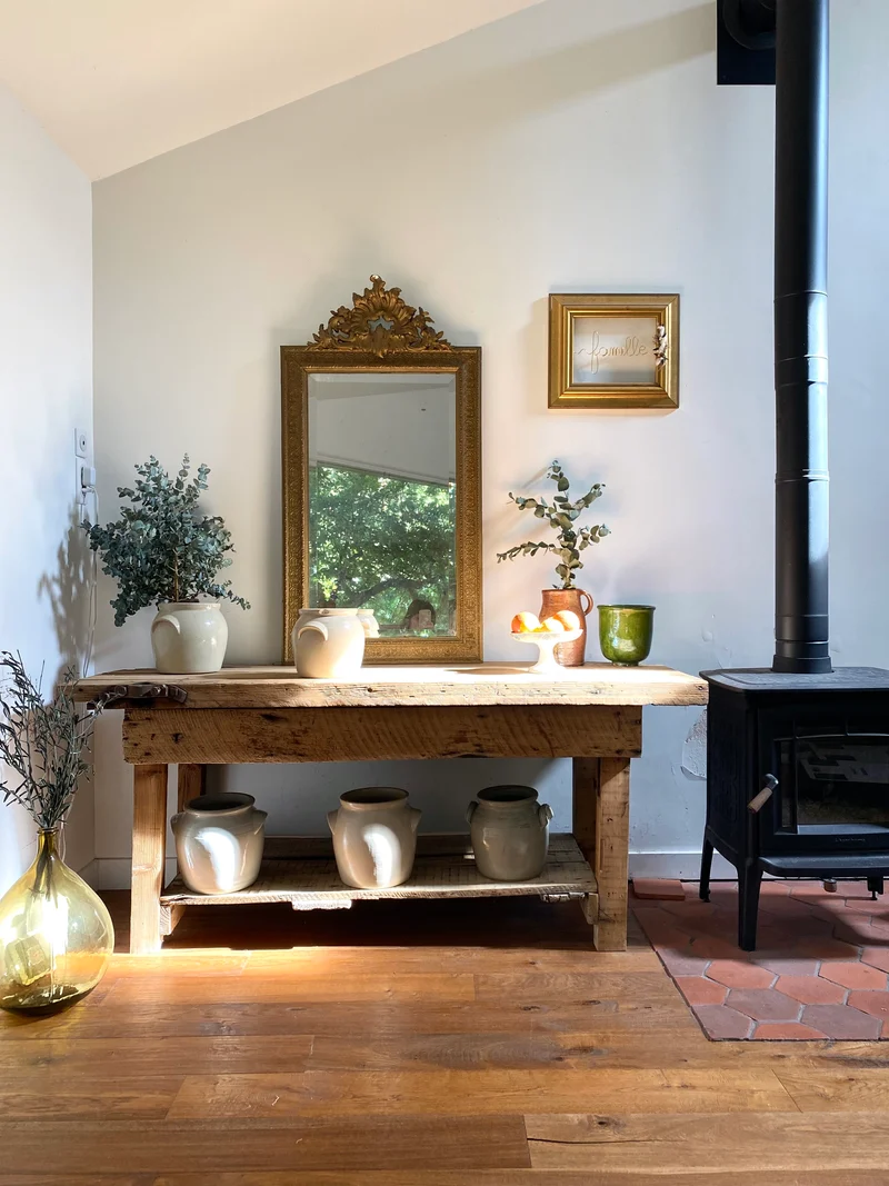 Etabli d’atelier en bois ancien