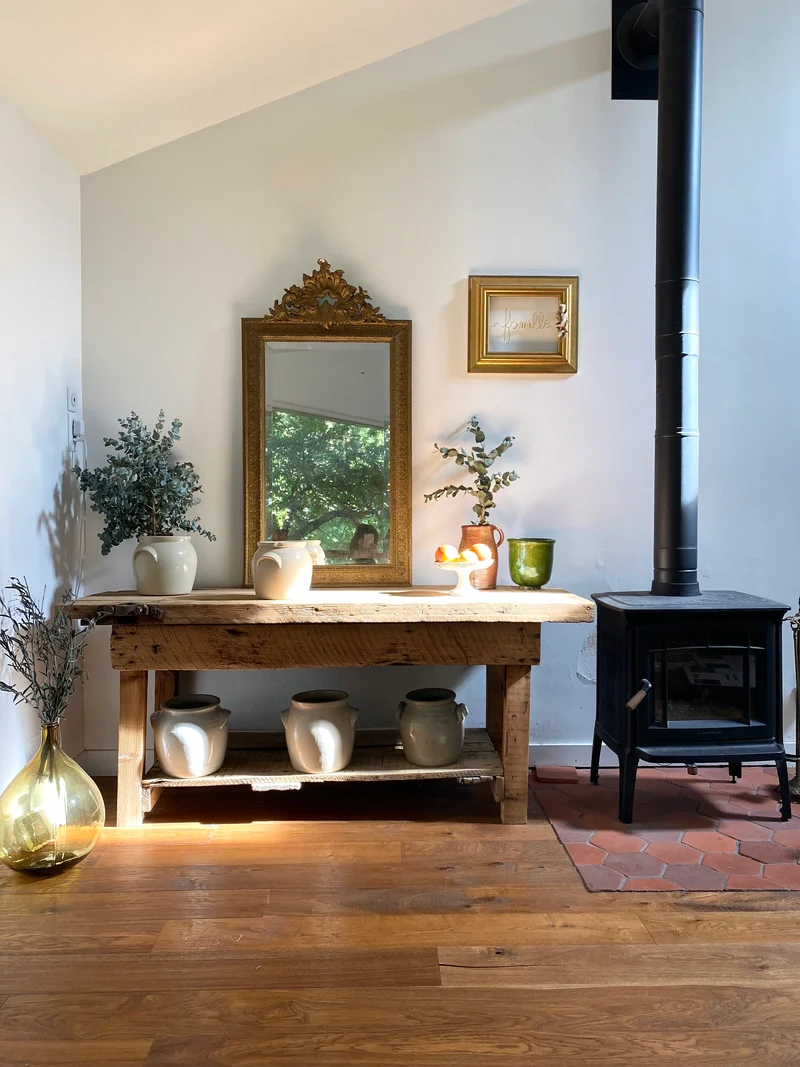 Etabli d’atelier en bois ancien