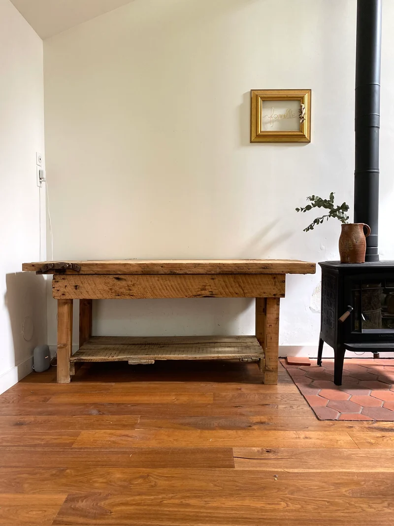 Etabli d’atelier en bois ancien