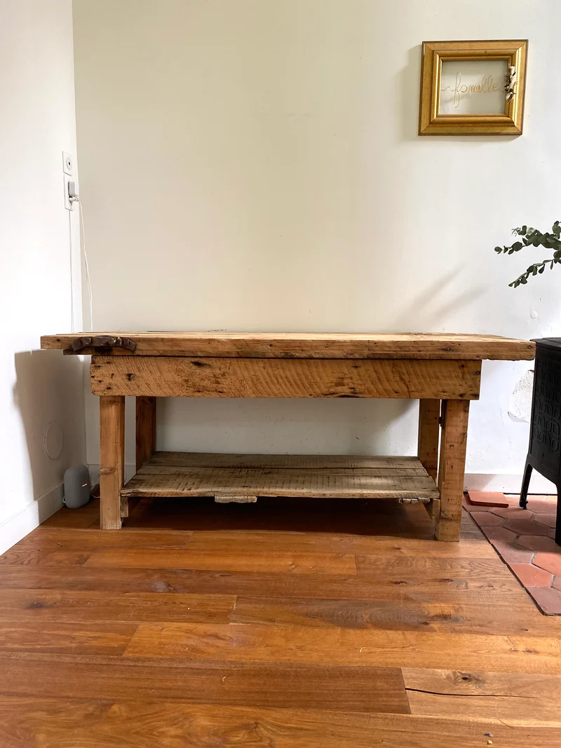 Etabli d’atelier en bois ancien