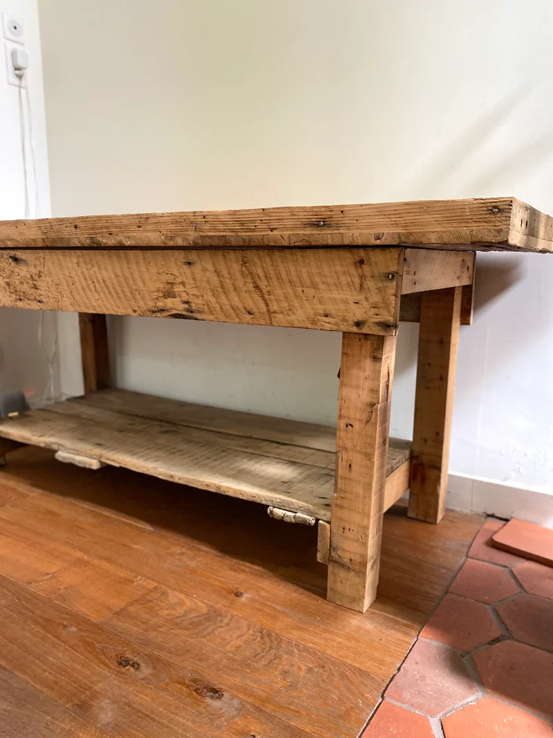Etabli d’atelier en bois ancien