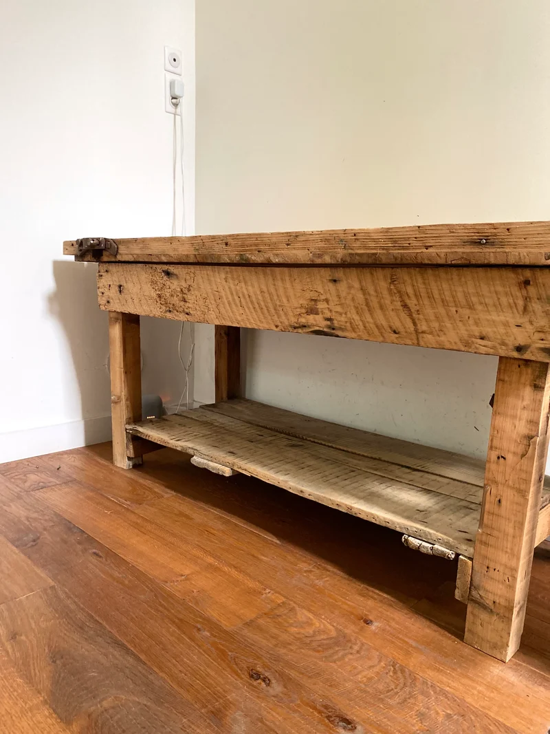 Etabli d’atelier en bois ancien