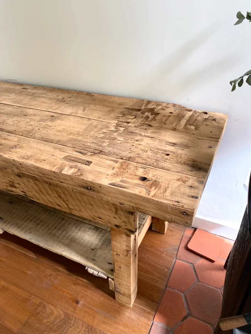 Etabli d’atelier en bois ancien