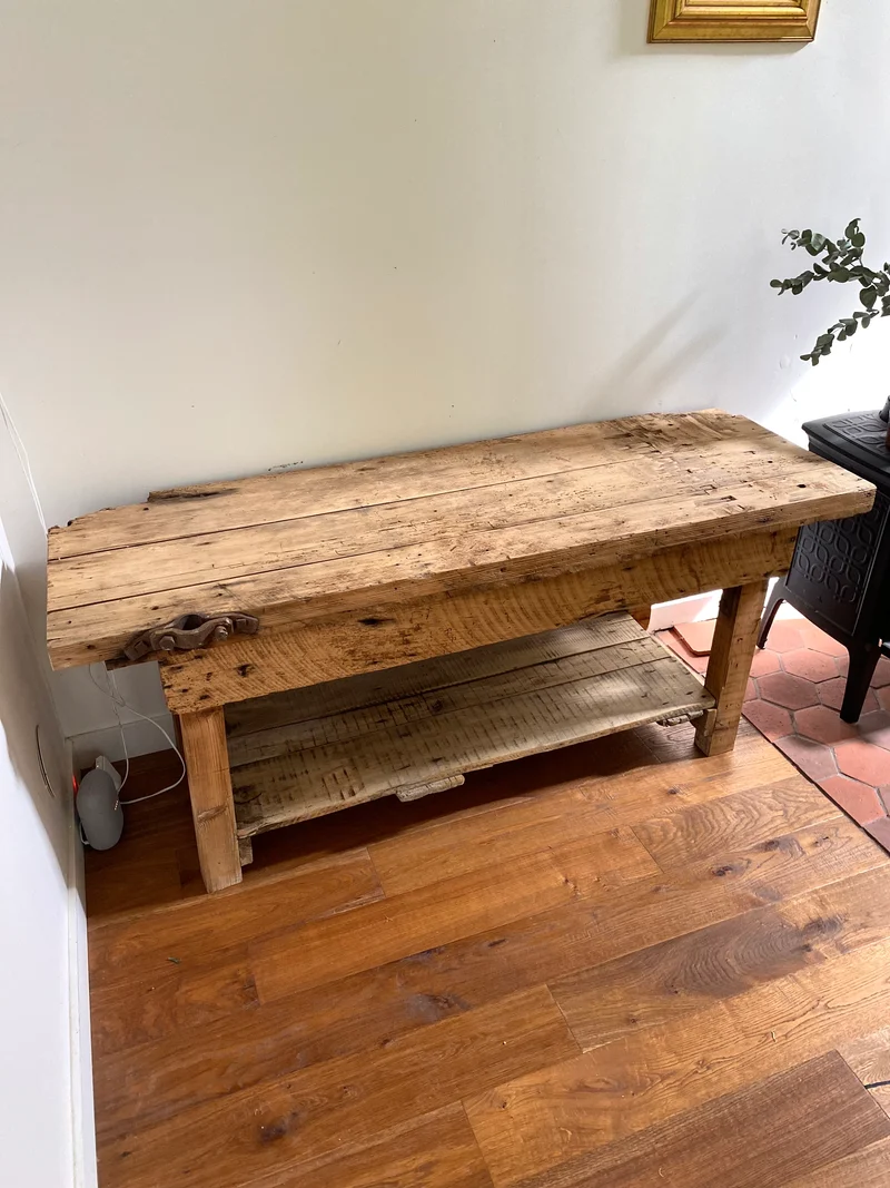 Etabli d’atelier en bois ancien