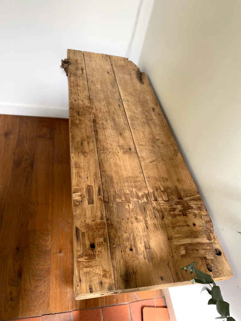 Etabli d’atelier en bois ancien