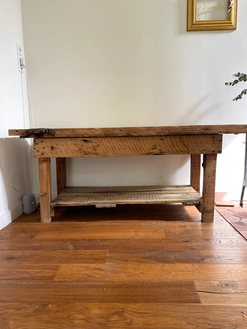 Etabli d’atelier en bois ancien