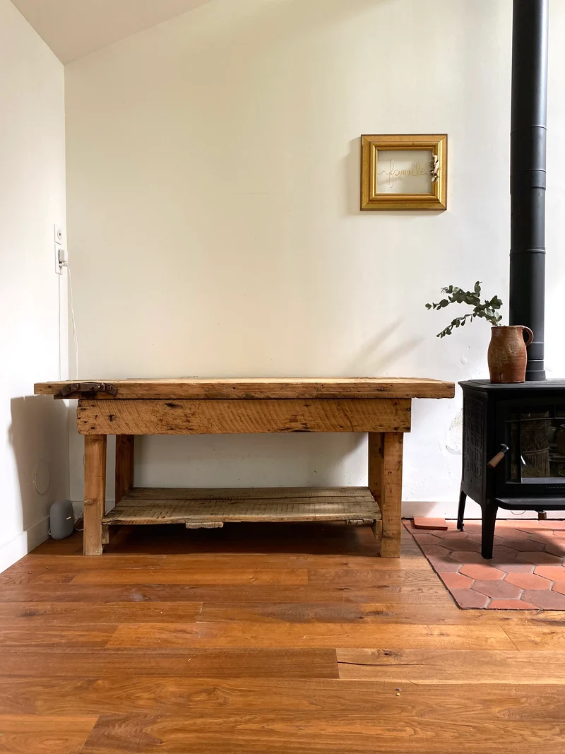 Etabli d’atelier en bois ancien