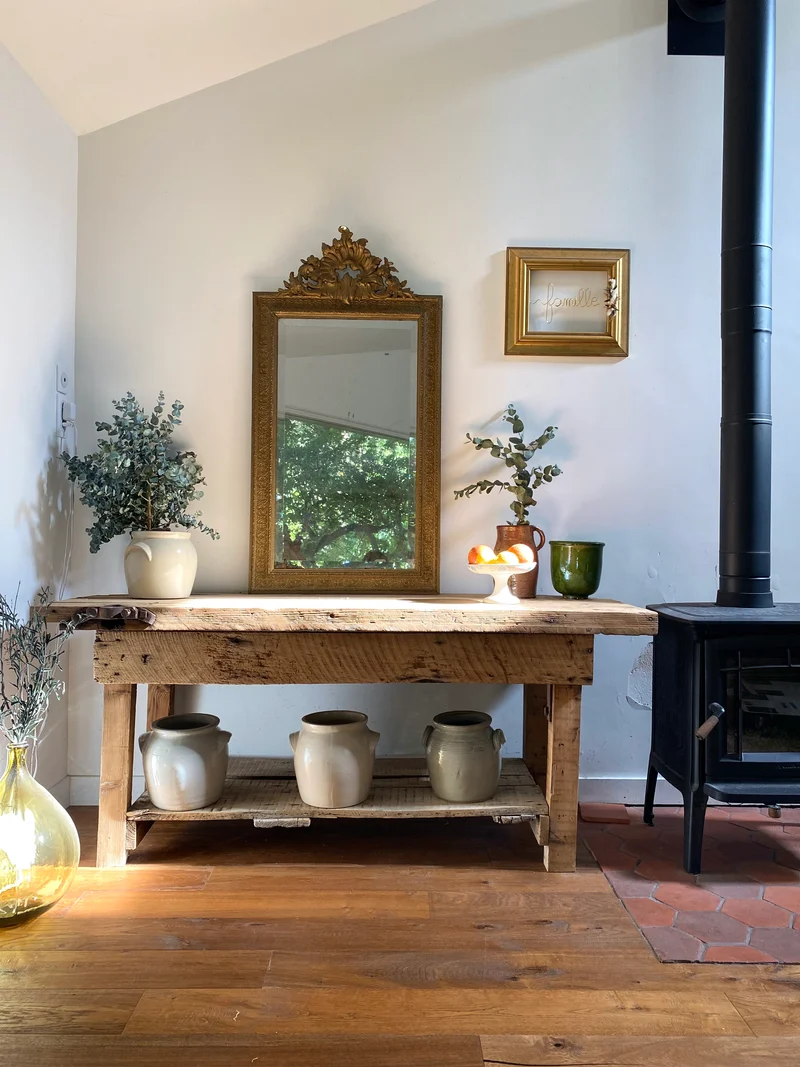 Etabli d’atelier en bois ancien