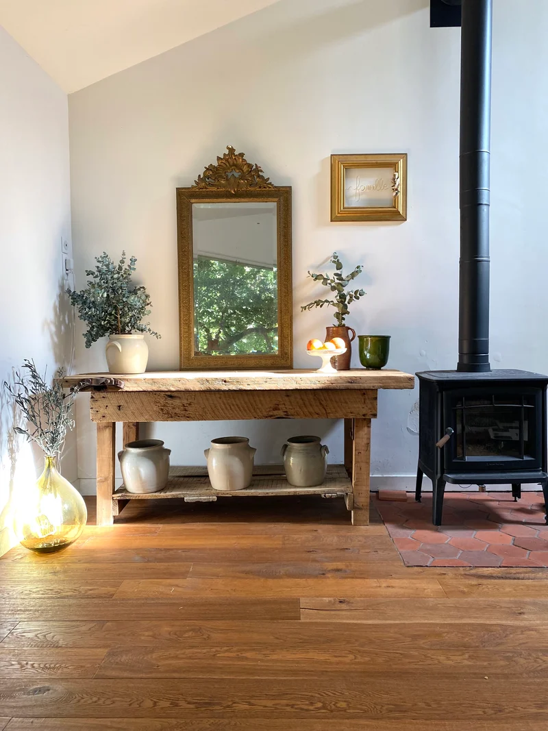 Etabli d’atelier en bois ancien