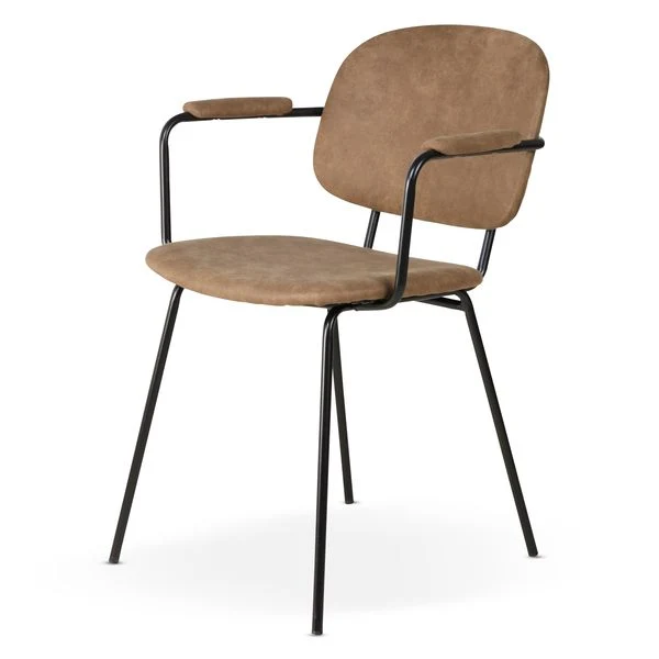 Fauteuil tissu effet daim marron foncé