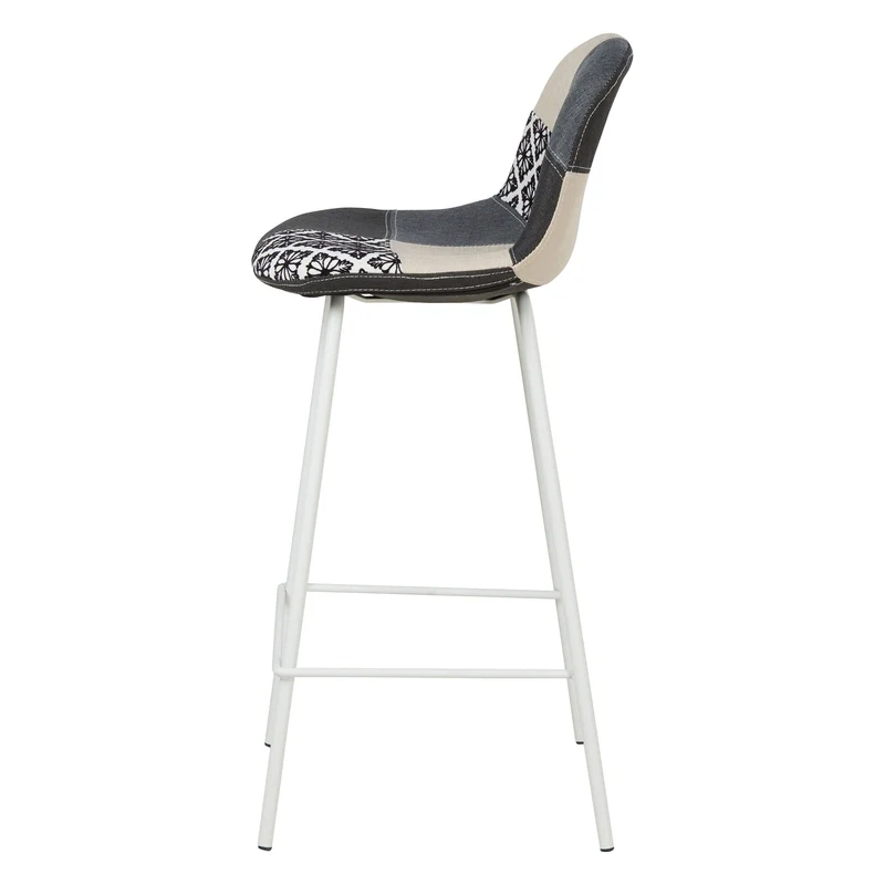 Chaise snack patchwork pied métal blanc MOSA