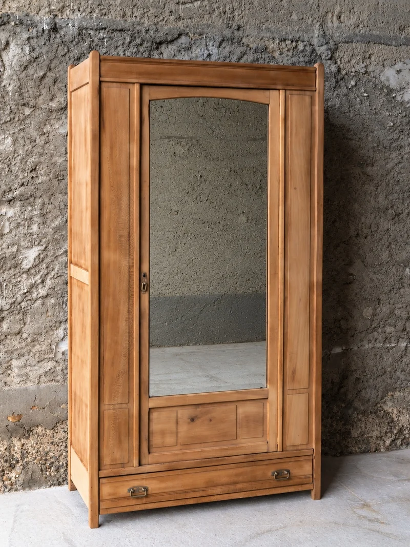 Blandine, l'armoire en pin massif avec miroir N°515