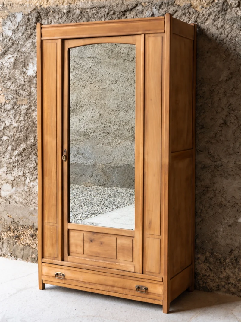 Blandine, l'armoire en pin massif avec miroir N°515