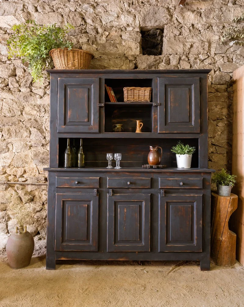 Gilbert, le grand buffet à deux corps en bois noir N°1866