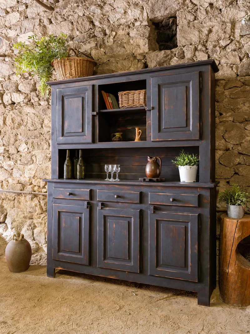 Gilbert, le grand buffet à deux corps en bois noir N°1866