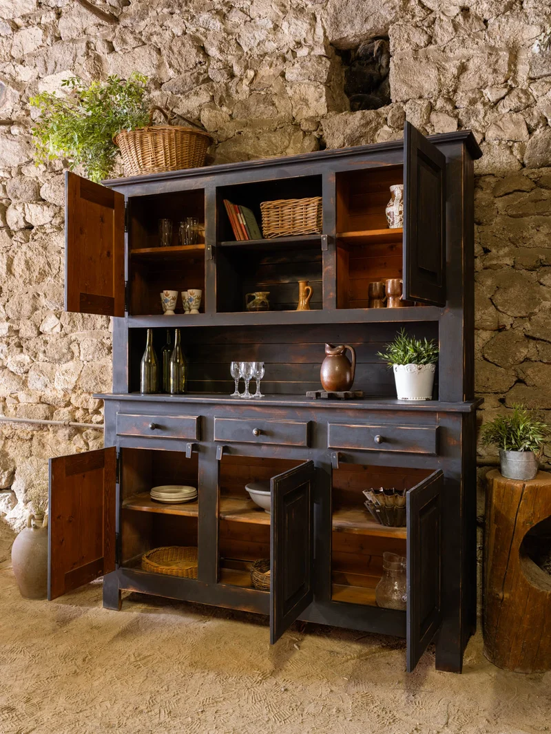 Gilbert, le grand buffet à deux corps en bois noir N°1866