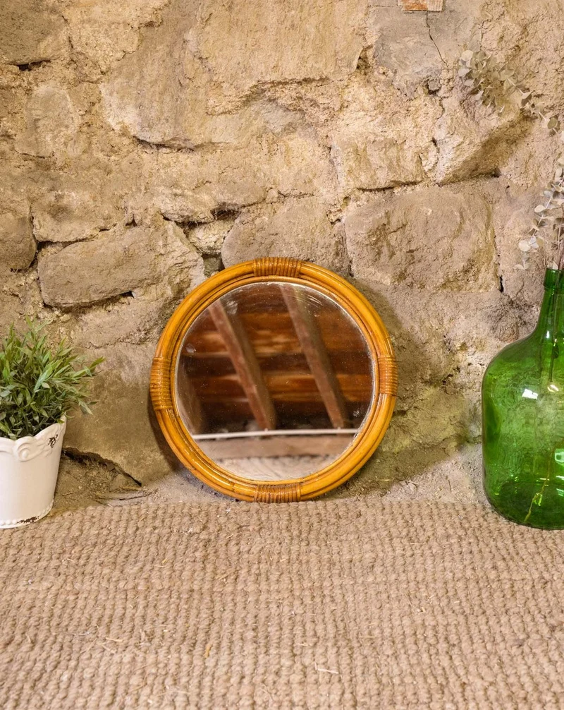 Georges, le petit miroir rond en bambou N°1457