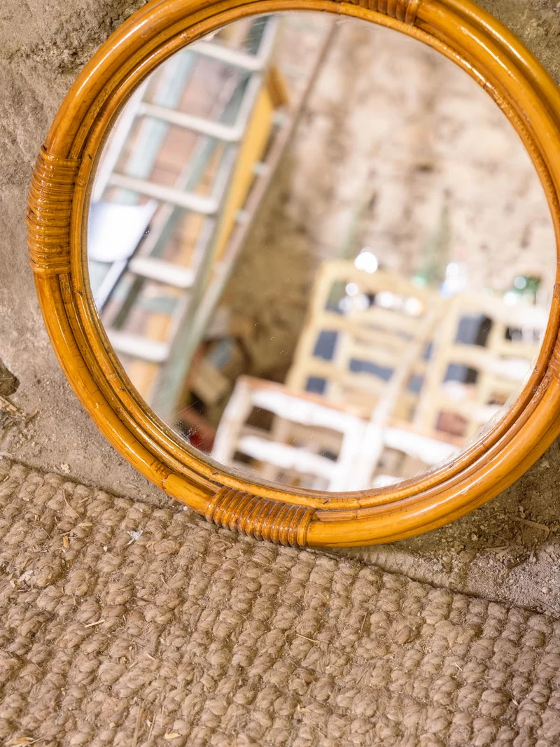 Georges, le petit miroir rond en bambou N°1457